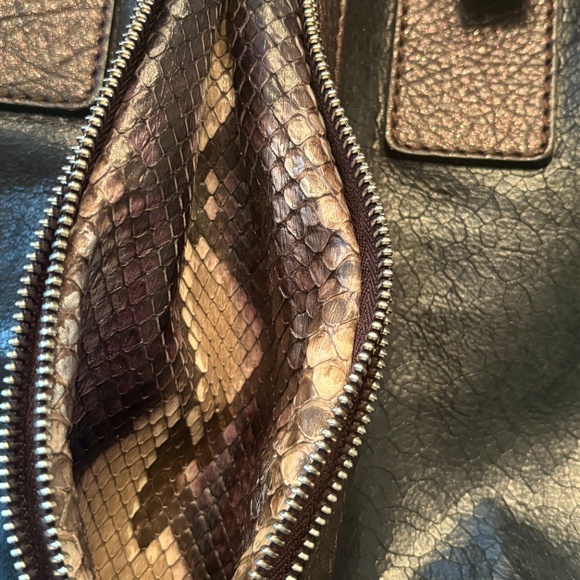 Limited Edition 30 Years Biasia Genuine Leather Snake Bag Metallic Purple Silver - Picture 5 of 13